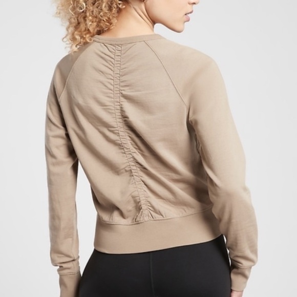 Athleta Sundown Puckered Brownstone Beige Sweatshirt - Picture 2 of 12